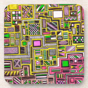 Dessous-de-verre Pink and Yellow Geometric shapes pop art punk