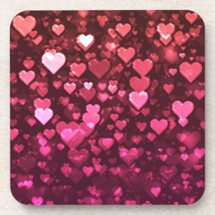 Dessous-de-verre Pink Bokeh Hearts papier peint Arrière - plan numé