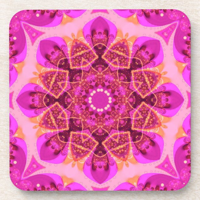 Dessous-de-verre Pink Girly Delight Mandala Art : Set Six (Devant)