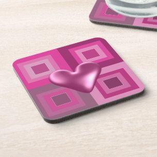 Dessous-de-verre Pink Puffy Heart Design