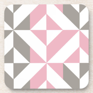 Dessous-de-verre Pink Raspberry and Silver Geometric ZigZag