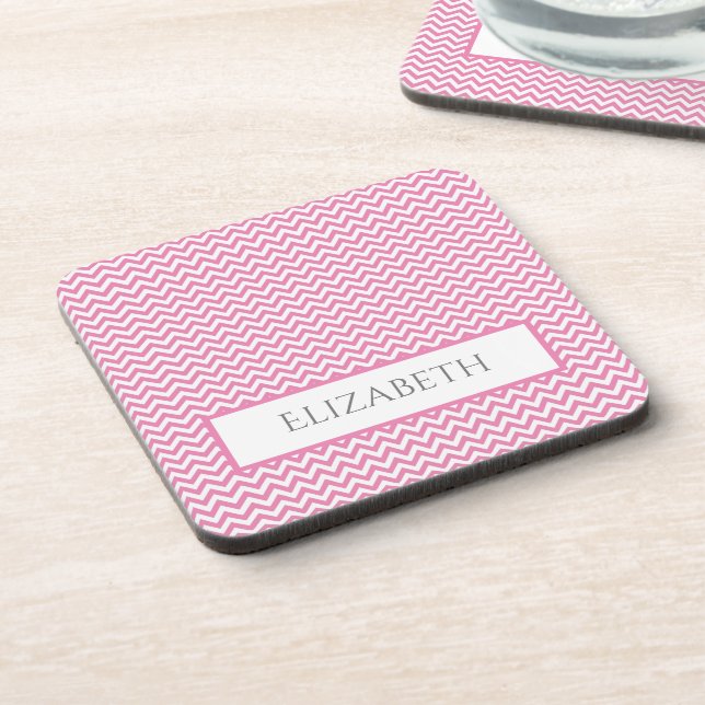 Dessous-de-verre Pink Simple Chevron Beveron Coaster (Côté gauche)