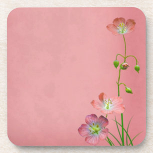 Dessous-de-verre Pink Wildflower on Burgundy