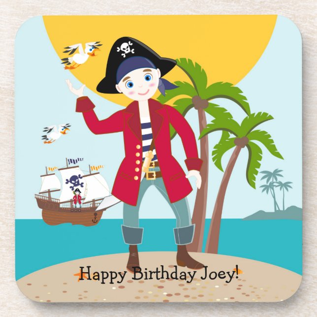 Dessous-de-verre Pirate kid birthday (Devant)