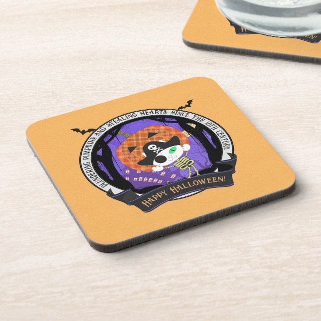 Dessous-de-verre Pirate squelette chat plastique dur (Côté gauche)