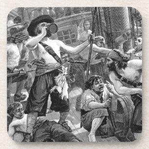 Dessous-de-verre Pirates Vintage se battant et buvant sur le navire