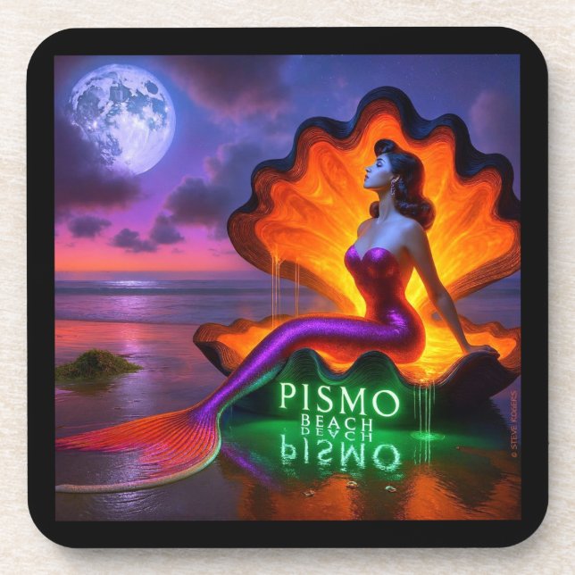 DESSOUS-DE-VERRE PISMO BEACH MERMAID. SÉRIE 1 NUMÉRO 4. (Devant)