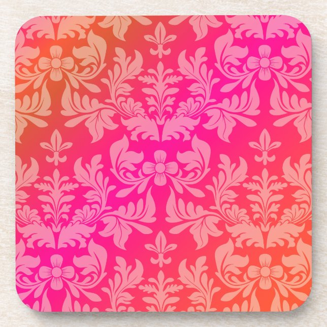 Dessous-de-verre PixDezines Baroque Damask/couleur de fond DIY (Devant)