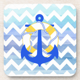 Dessous-de-verre PixDezines chevron/nautique/aquarelle