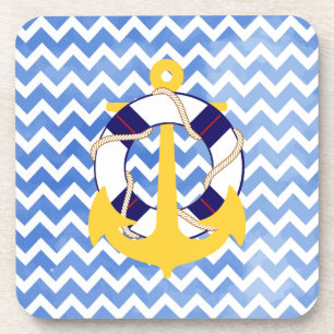 Dessous-de-verre PixDezines chevron/thème marin/aquarelle