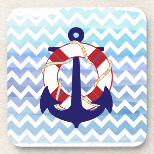Dessous-de-verre PixDezines chevron/thème nautique/aquarelle
