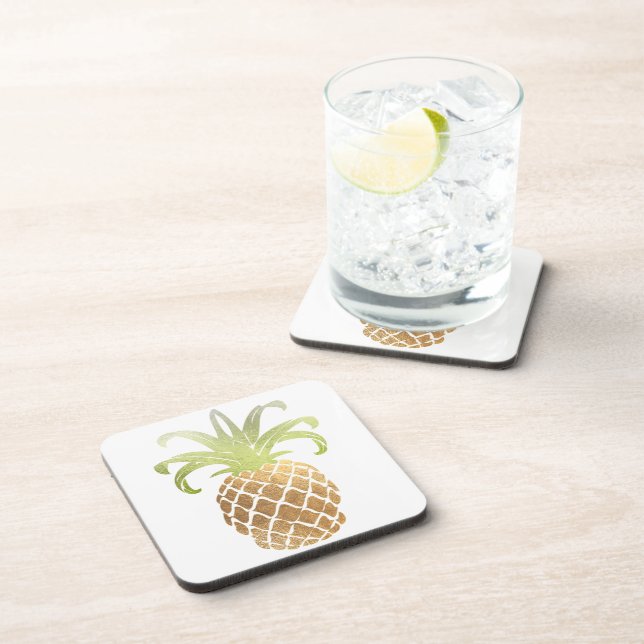 Dessous-de-verre PixDezines Faux Ananas Doré/Fond DIY (Côté Droit)