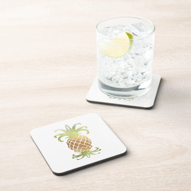 Dessous-de-verre PixDezines Faux Ananas Doré/Fond DIY (Côté Droit)