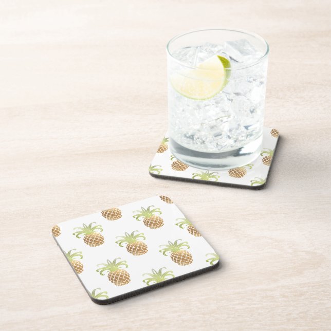 Dessous-de-verre PixDezines Faux Ananas Dorés/Fond DIY (Côté Droit)