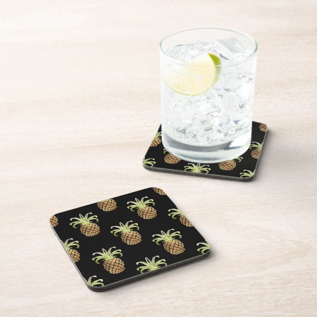 Dessous-de-verre PixDezines Faux Ananas Dorés/Fond DIY (Côté Droit)