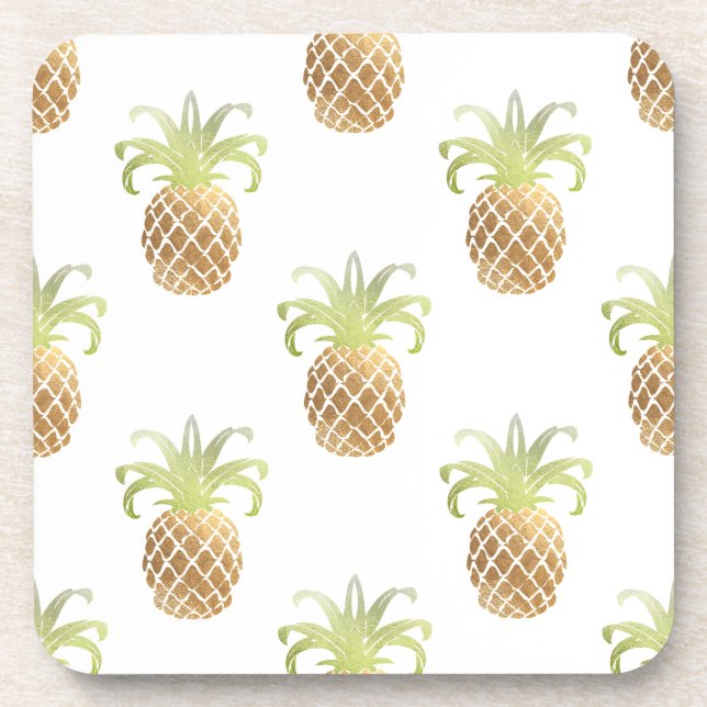 Dessous-de-verre PixDezines Faux Ananas Or/arrière - plan DO-IT-YOU (Devant)
