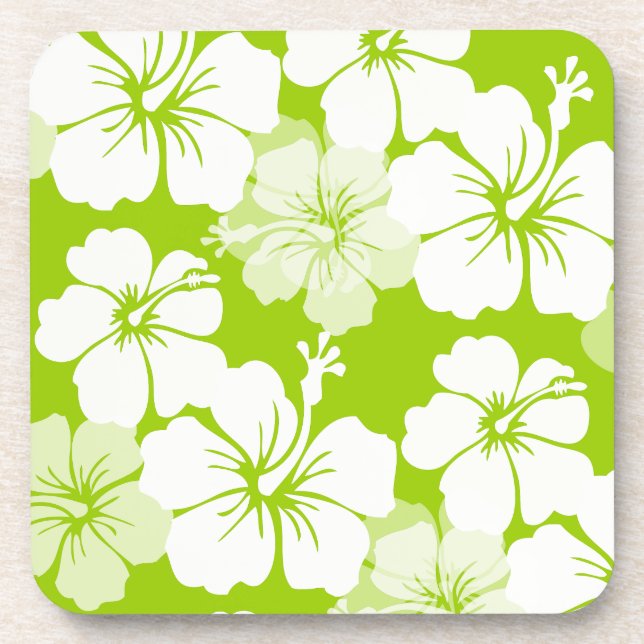 Dessous-de-verre PixDezines hibiscus blanc/fond bricolage (Devant)