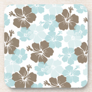 Dessous-de-verre PixDezines hibiscus bleu/fond bricolage