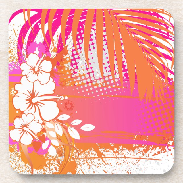 Dessous-de-verre PixDezines hibiscus/couleur de fond DIY (Devant)