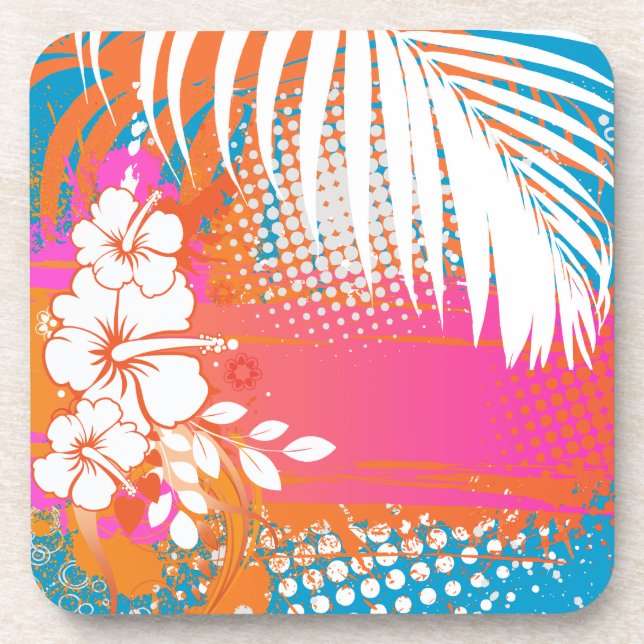 Dessous-de-verre PixDezines hibiscus/couleur de fond DIY (Devant)