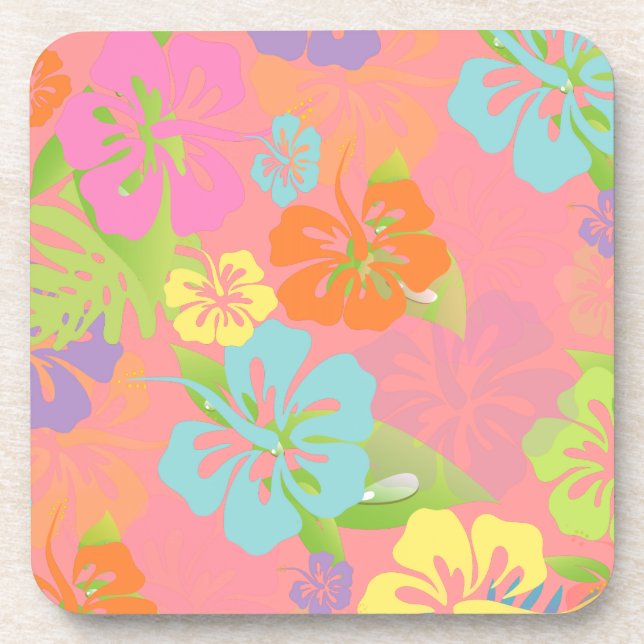 Dessous-de-verre PixDezines hibiscus/fond bricolage (Devant)