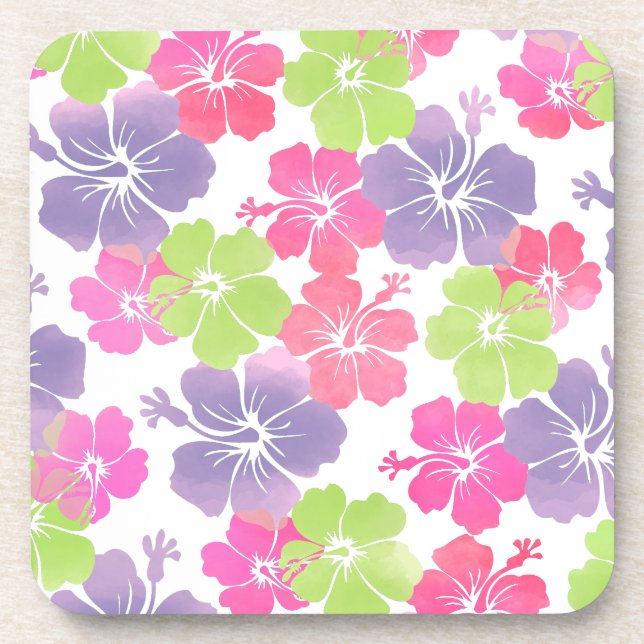 Dessous-de-verre PixDezines hibiscus/fond bricolage (Devant)