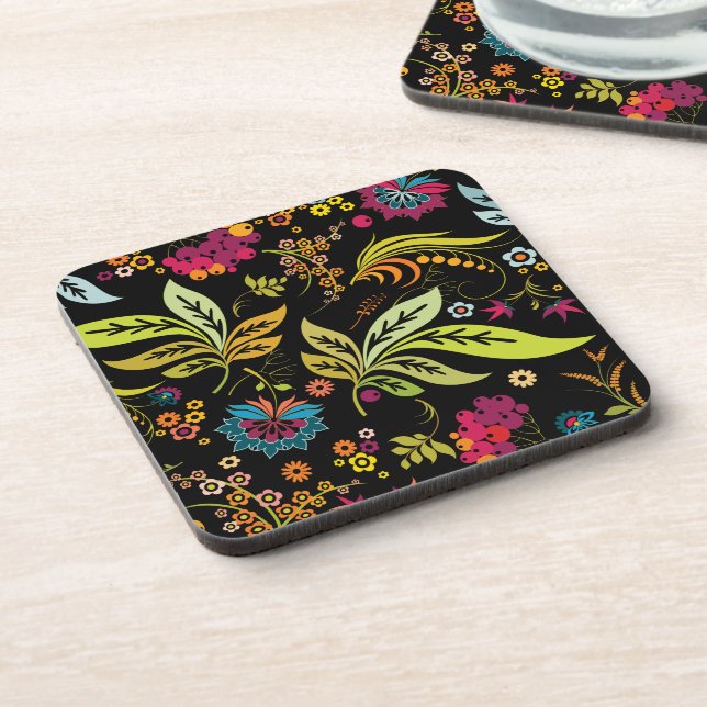 Dessous-de-verre PixDezines rétro flore/couleur de fond DIY (Côté gauche)