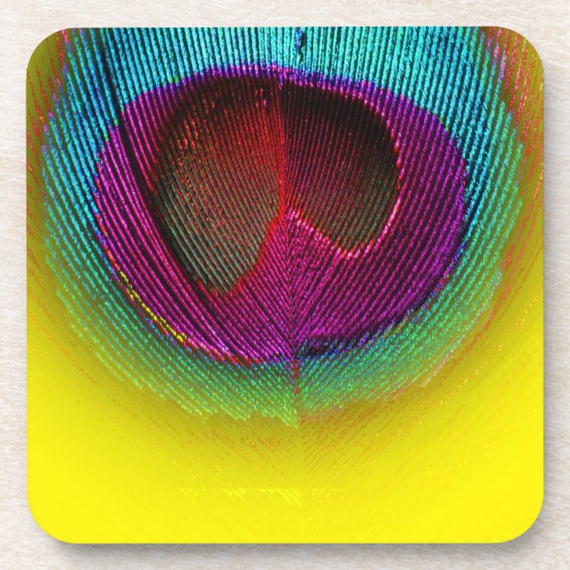 Dessous-de-verre PixDezines Superbe oeil de paon/turquoise+rose (Devant)