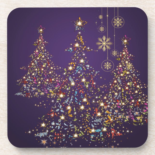 Dessous-de-verre PixDezines Whimpsy Christmas Tree+snowflakes (Devant)