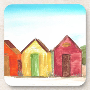 Dessous-de-verre Plage cabanes art imprimer plage