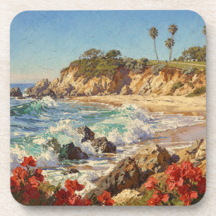 Dessous-de-verre Plage de Californie   Art côtier impressionniste