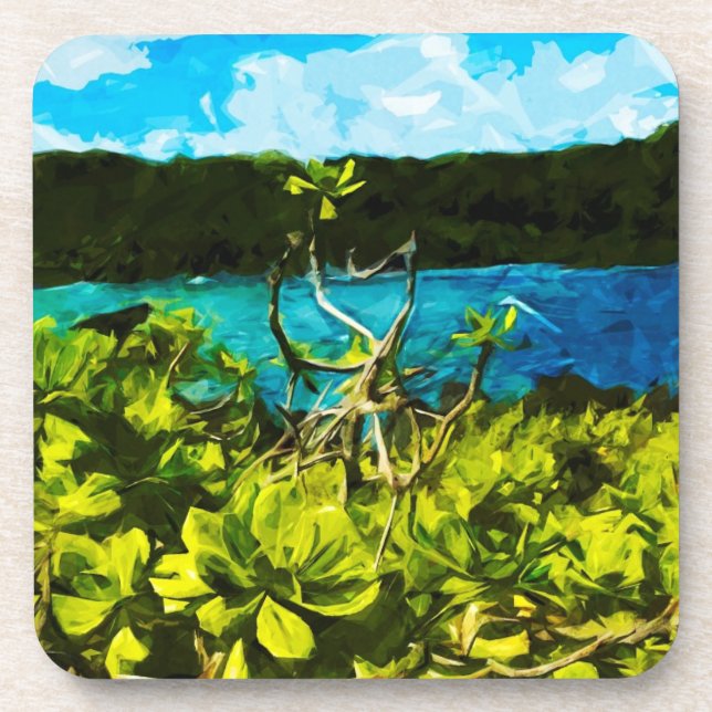 Dessous-de-verre Plage de sable noir Sur la route vers Hana Maui Ab (Devant)