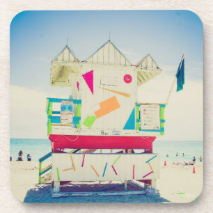 Dessous-de-verre Plage du sud de la tour   de maître nageur, Miami