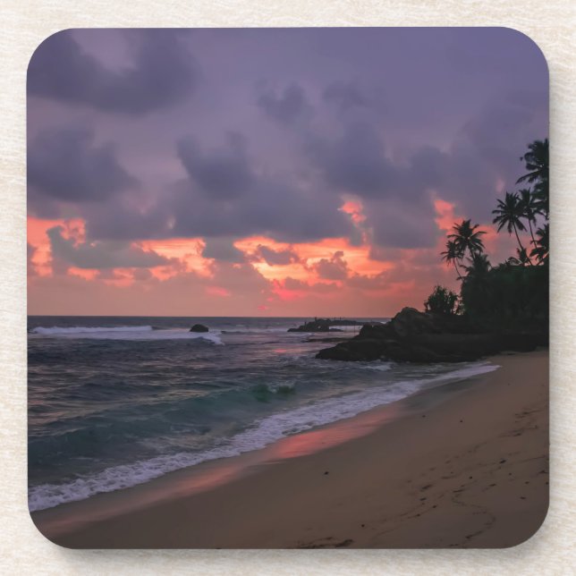 Dessous-de-verre Plage romantique au crépuscule (Devant)