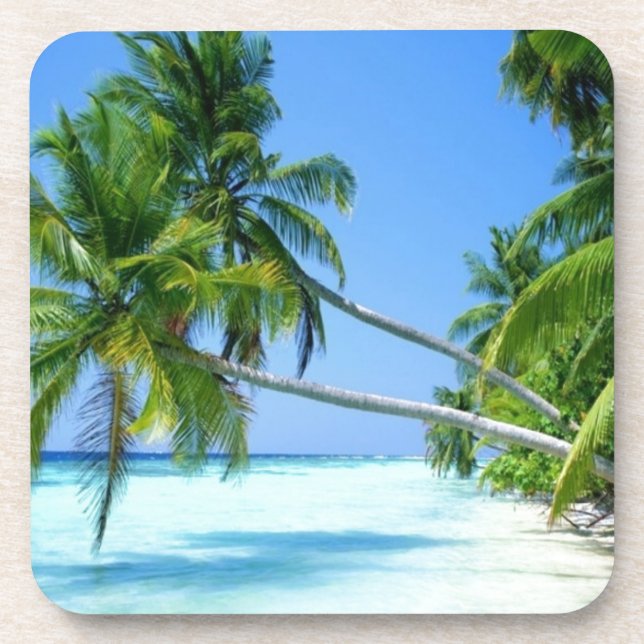 Dessous-de-verre Plage Tropicale Palmée! (Devant)