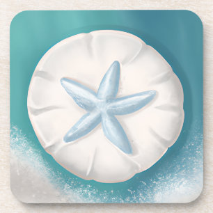 Dessous-de-verre Plage turquoise de Starfish et de sable Dollar