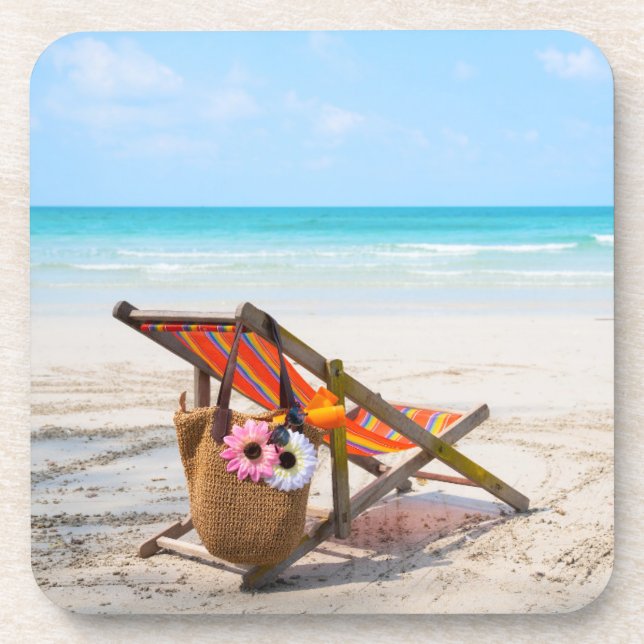 Dessous-de-verre Plages tropicales | Chaise de plage sur sable (Devant)