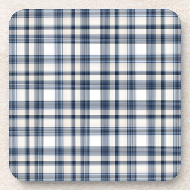 Dessous-de-verre Plaid blanc bleu 1 (Devant)