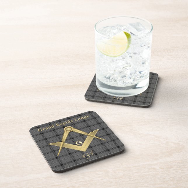 Dessous-de-verre Plaid carré et boussole (Côté Droit)