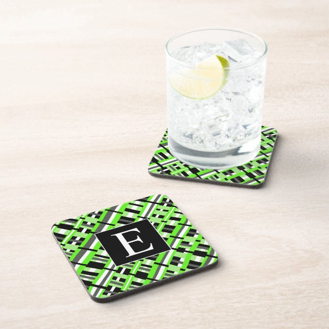 Dessous-de-verre Plaid en Monogramme vert, noir et gris (Côté Droit)
