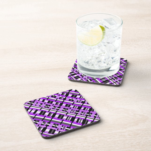 Dessous-de-verre Plaid en violet, noir et gris (Côté Droit)