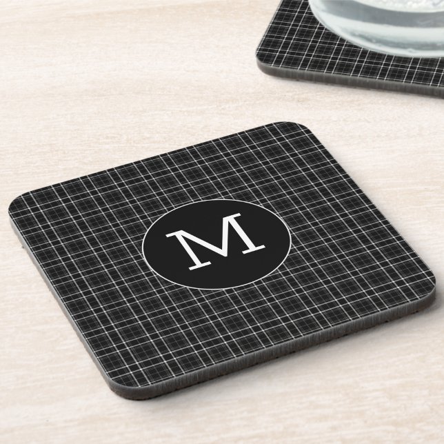 Dessous-de-verre Plaid Monogramme Noir et Blanc  (Créateur téléchargé)