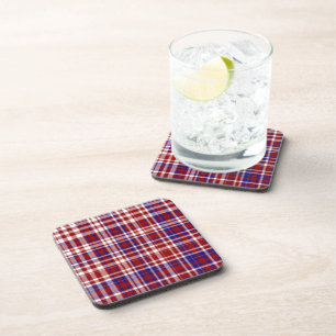 Dessous-de-verre Plaid, Rouge, Blanc, Coll Bleu. 01 DESSOUS DE VERR