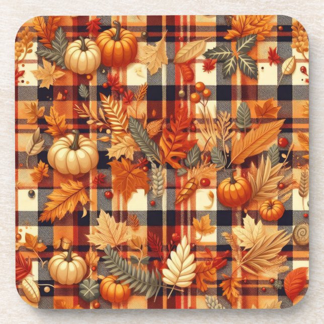Dessous-de-verre Plaids d'automne citrouille Maple Feuille (Devant)