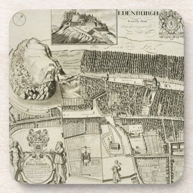 Dessous-de-verre Plan d'Edimbourg, pub. par John Smith (c.1652-1742 (Devant)