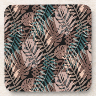Dessous-de-verre Plantes tropicaux, jungle, tropiques, beige, feuil