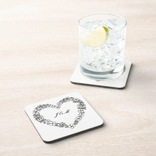 Dessous-de-verre plastique mariage noir et blanc