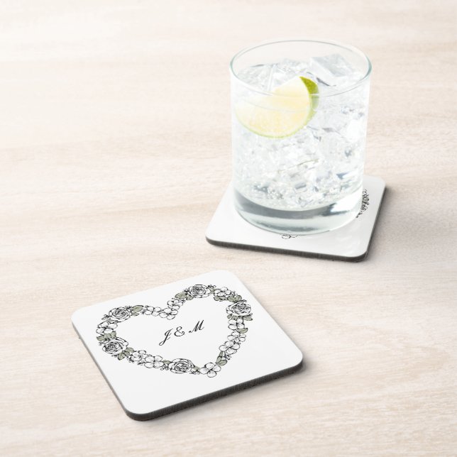 Dessous-de-verre plastique mariage noir et blanc (Côté Droit)
