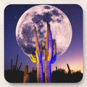 Dessous-de-verre Pleine lune sur Saguaro Cactus