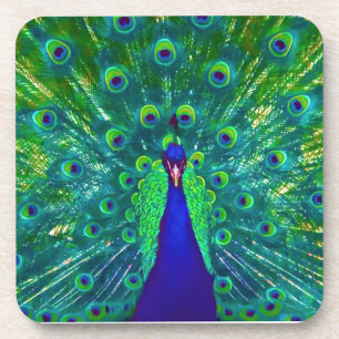 Dessous-de-verre Plume de paon néon/psychédélique PixDezines